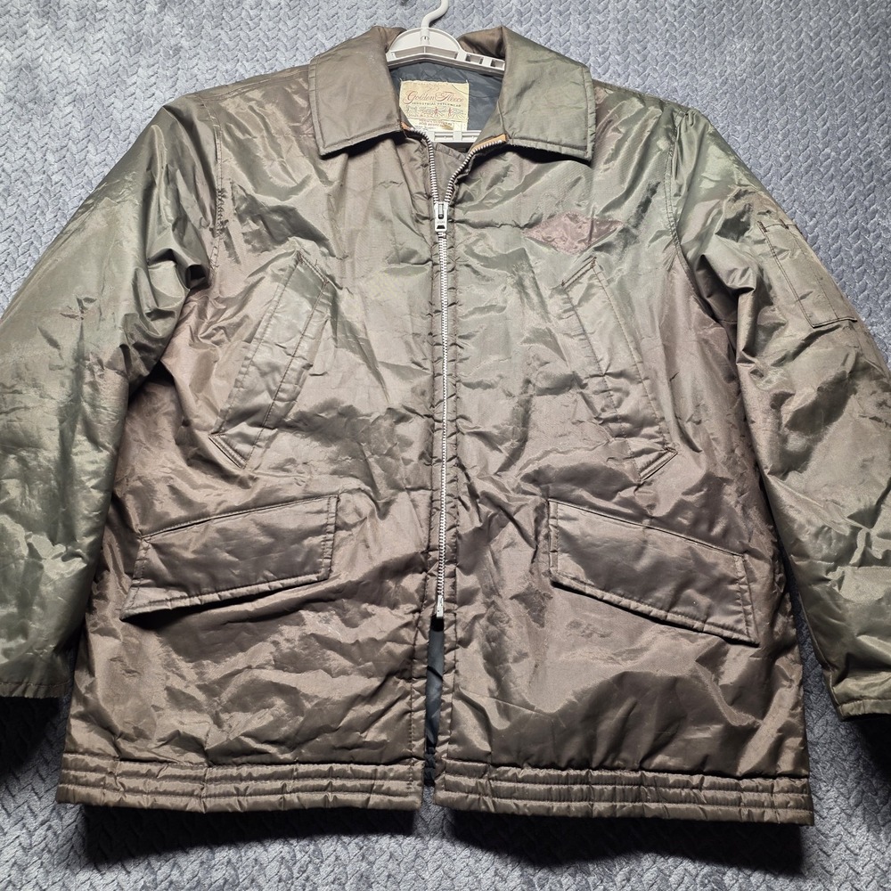 VTG Golden Fleece Industrial Outerwear Jacket Men's 46 Green Quilted Lined USA‎